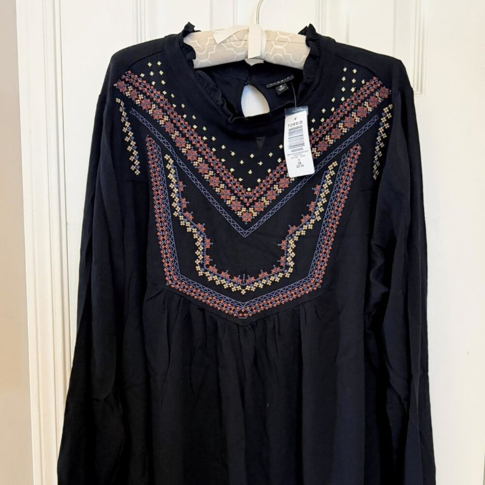 NWT Torrid Black Bohemian Style Top 3X